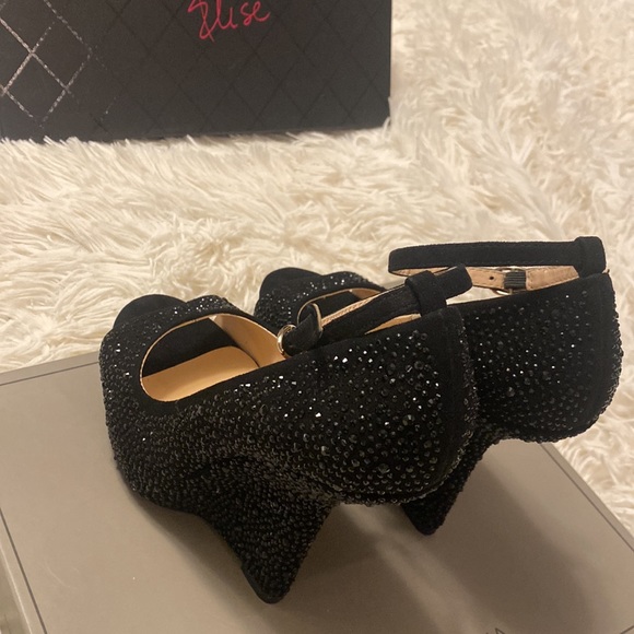 Chinese Laundry Elise Suede Black Crystal Wedge in US 7.0 EUR 37.5 - Picture 9 of 14